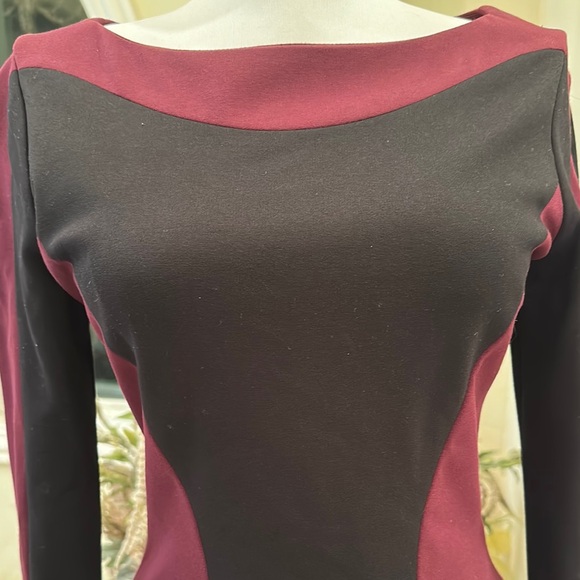 Cache Red and Black Sheath Dress with Bateau Neckline - Picture 3 of 4